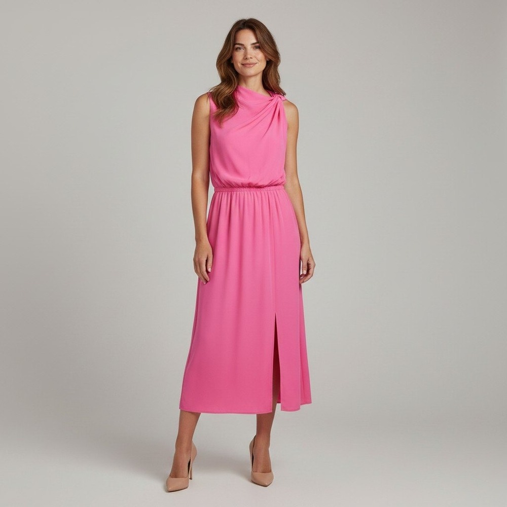 NWT Amanda Uprichard Morrison Dress Sz L Hot Pink Midi Cocktail Formal Wedding